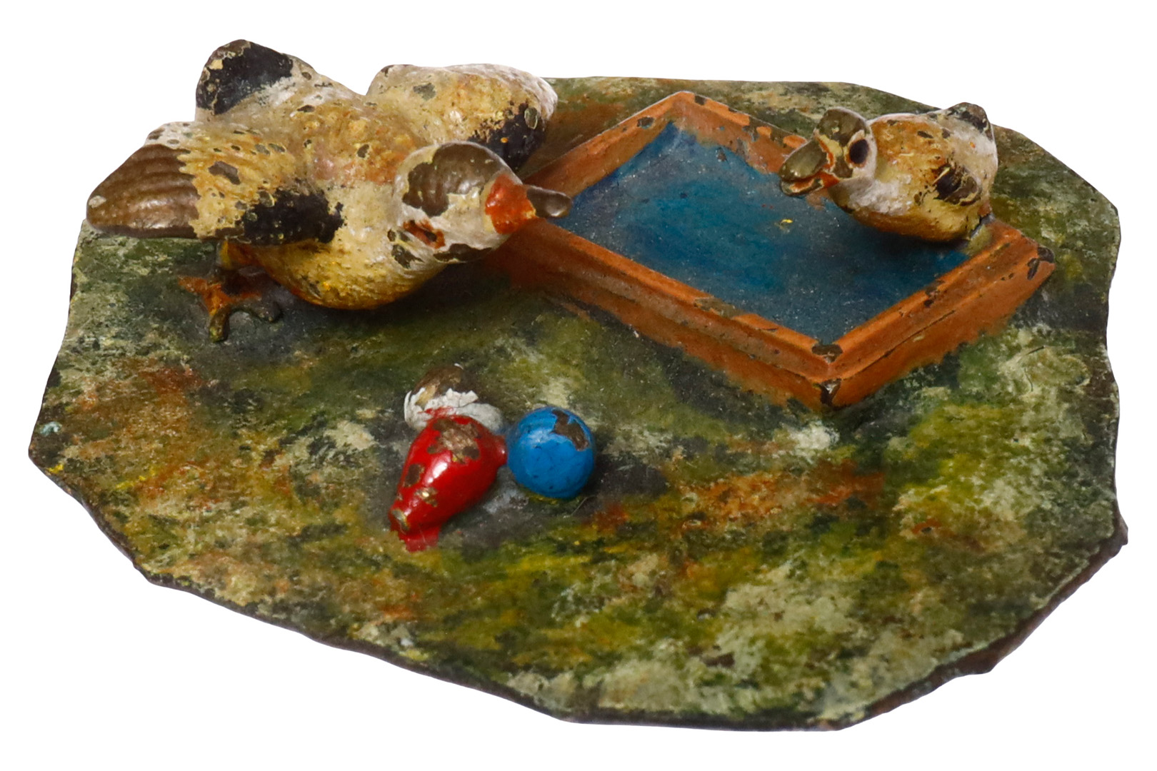 Viyana bronz küçük diorama kümes hayvanıyla