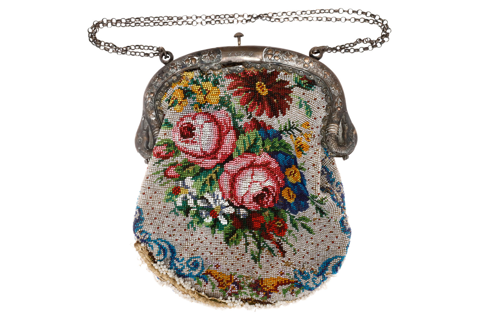 Geantă Biedermeier din mărgele de sticlă
