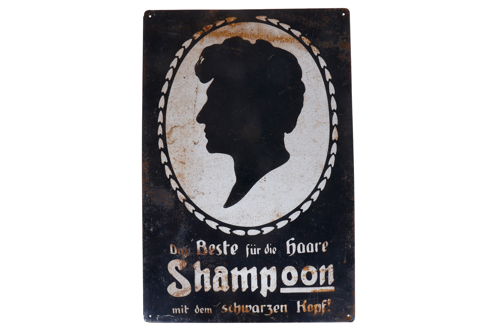 धातु की विज्ञापन पट्टिका "Schwartzkopff Shampoon"
