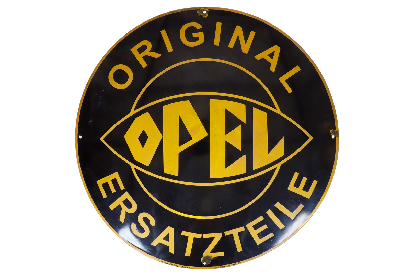 Cartel publicitario de esmalte abombado "Original Opel Ersatzteile"