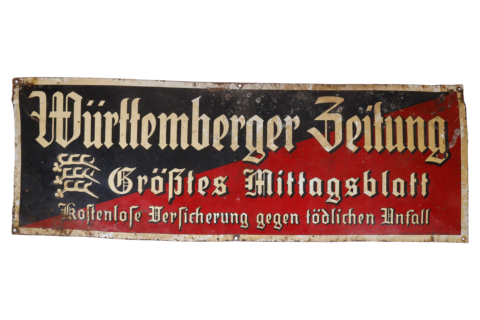 Insegna pubblicitaria in lamiera "Württemberger Zeitung"
