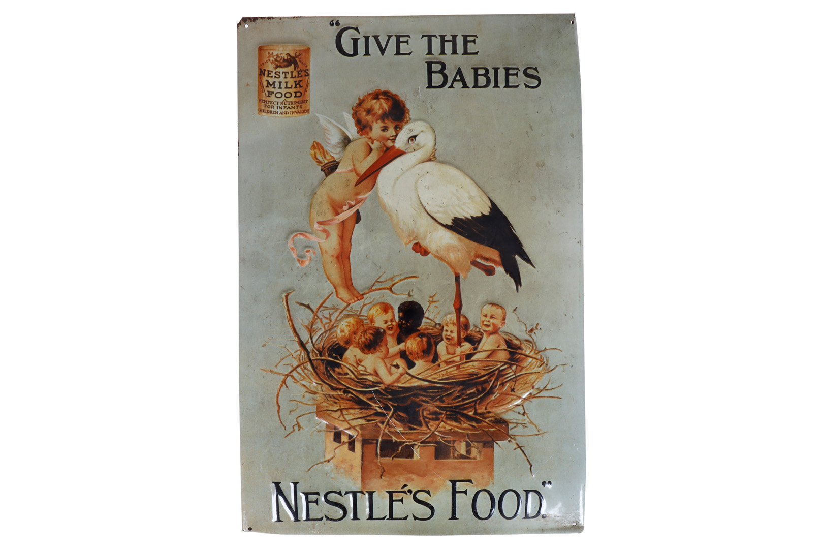 Dombornyomott bádog reklámtábla "Nestles Food"